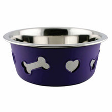 Load image into Gallery viewer, Weatherbeeta Stainless Steel Silicone Bone Dog Bowl.
