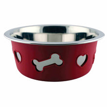 Load image into Gallery viewer, Weatherbeeta Stainless Steel Silicone Bone Dog Bowl.
